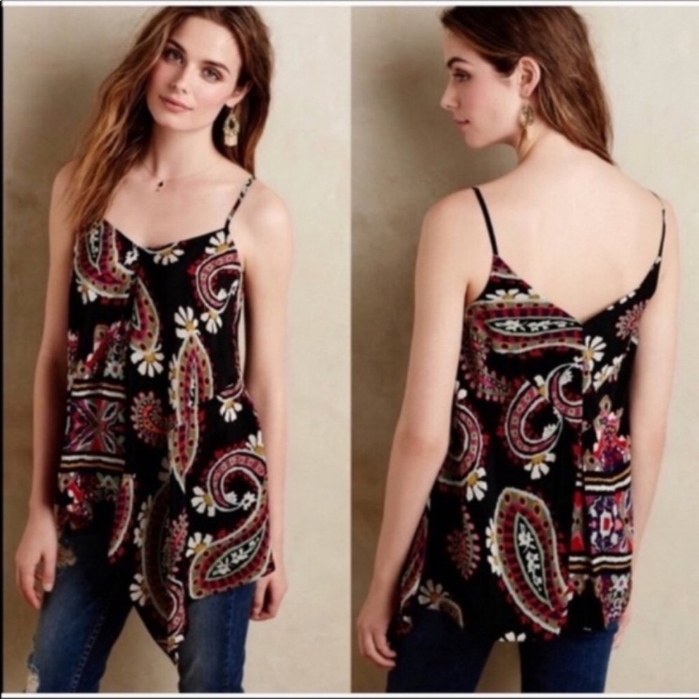 HD in Paris Anthropologie paisley silk tank top size 6